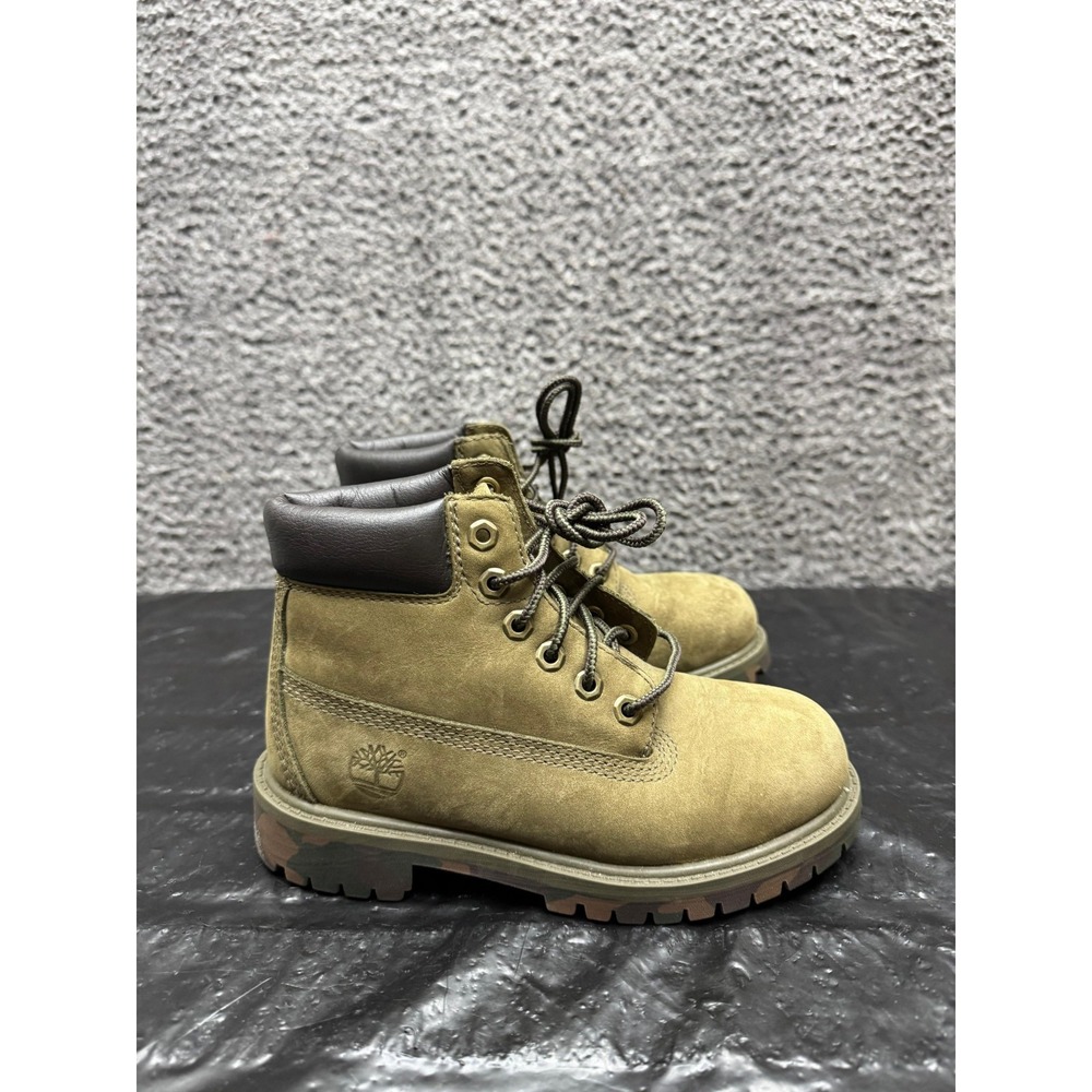 Timberland 6-Inch Premium Leather Boots Olive Green 1878A Boys Size 13 US - Picture 4 of 10